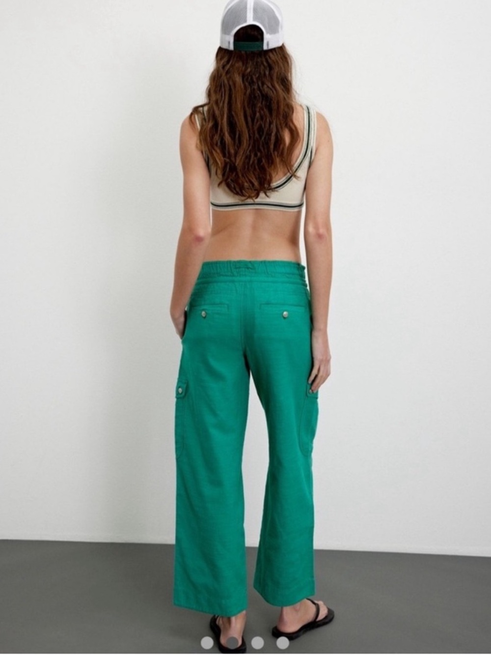 NEW Free People We The Free Park Ave Pull-On Utility Pants. Golf Green. Size M. - Picture 2 of 12